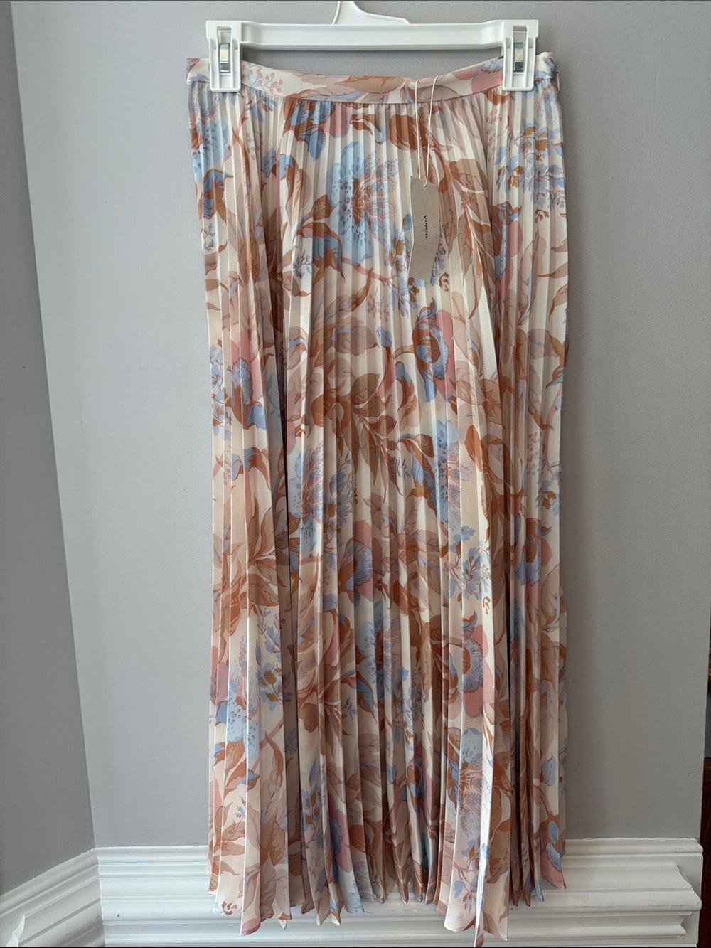 Vince Marine Garden Pleated Floral Midi  Skirt iSize 2